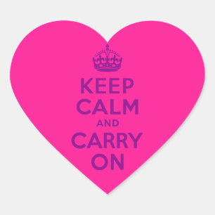 深いピンクKeep Calm and Carry On ハートシール