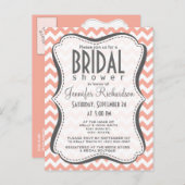 深いピーチシェブロン;ジグザグ インビテーションポストカード (正面/裏面)