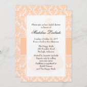 深いピーチダマスクブライダルシャワー 招待状 (正面/裏面)