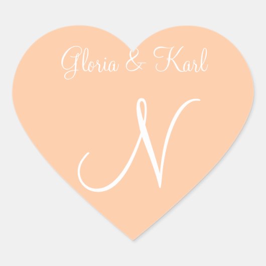 深いピーチユーオアールレターズ招待状 ハートシール (正面)