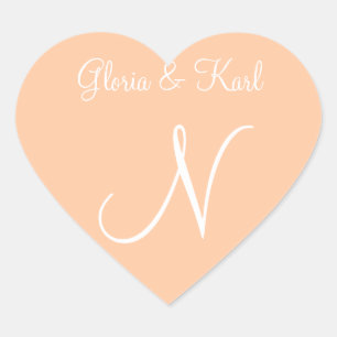 深いピーチユーオアールレターズ招待状 ハートシール