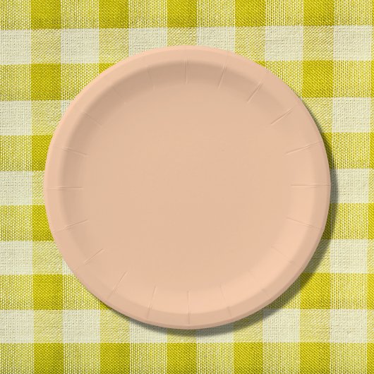深いピーチ無地のカラー ペーパープレート