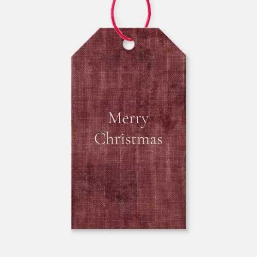 深いフェイクレッドリネン ギフトタグ (正面)