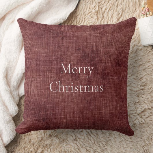 深いフェイクレッドリネン クッション (ブランケット)