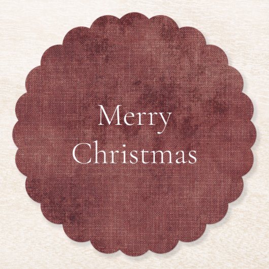 深いフェイクレッドリネン ペーパーコースター (正面)