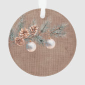 深いフェイクレッドリネン（リネンルック）パインコーン オーナメント (裏面)