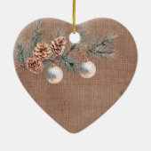 深いフェイクレッドリネン(リネンルック)パインコーン セラミックオーナメント (裏面)