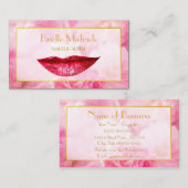 深いフェミニンピンクスパークルリップシックなメイクアップアーティスト 名刺 (正面/裏面)