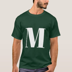 深いフォレストグリーンイニシャルレターモノグラムモダン Tシャツ