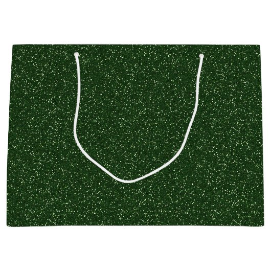 深いフォレストグリーンスパークルグリッターラージ抱き枕 ラージペーパーバッグ (正面)