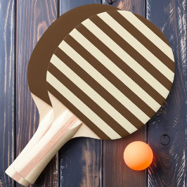 深いフォレストブラウンポロストライプと無地の 卓球ラケット