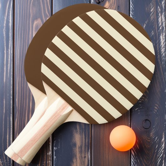 深いフォレストブラウンポロストライプと無地の 卓球ラケット