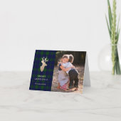 深いフォレストプレイドゴールデンディアークリスマスフォトカード シーズンカード (正面)