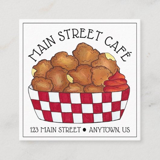 深いフライドチーズカーズミネソタウィスコンシン食品 スクエア名刺 (正面)