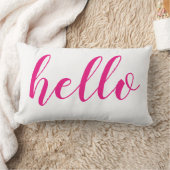 深いブライトピンクハローかわいいハローまたはあなたの引用文 ランバークッション (ブランケット)