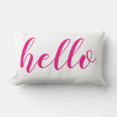 深いブライトピンクハローかわいいハローまたはあなたの引用文 ランバークッション (正面)