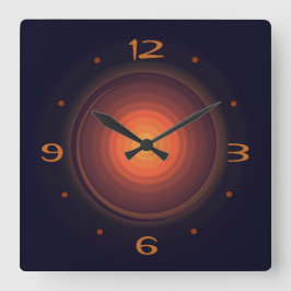 深いブラウン(金ゴールド旋回中心)>壁掛け スクエア壁時計