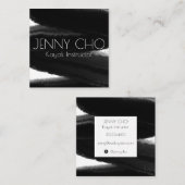 深いブラック絵を描イストライプクのブラシストローク水 スクエア名刺 (正面/裏面)