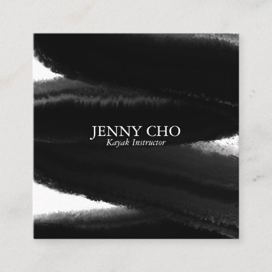 深いブラック絵を描インキストライプーのブラシはっきりしたストローク スクエア名刺 (正面)