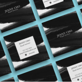 深いブラック絵を描インキストライプーのブラシはっきりしたストローク スクエア名刺