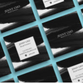 深いブラック絵を描インキストライプーのブラシはっきりしたストローク スクエア名刺