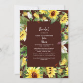 深いブルガンディサンフラワーブライダルシャワー 招待状 (正面)