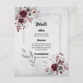 深いブルガンディシルバーグレイ水彩フローラ エンクロージャーカード (正面)