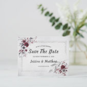 深いブルガンディシルバーグレイ水彩フローラ セーブザデート (スタンド正面)