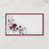 深いブルガンディシルバーグレイ水彩フローラ プレイスカード (正面)