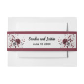 深いブルガンディシルバーグレイ水彩フローラ 招待状ベリーバンド (正面例)