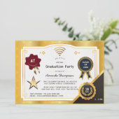 深いブルゴーニュと金ゴールドバーチャル卒業パーティー 招待状 (スタンド正面)