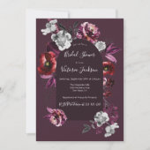 深いブルゴーニュフローラダーク&ムーディブライダルシャワーイン 招待状 (正面)
