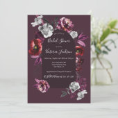 深いブルゴーニュフローラダーク&ムーディブライダルシャワーイン 招待状 (スタンド正面)