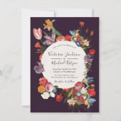 深いブルゴーニュフローラダーク&ムーディ結婚ーズ 招待状 (正面)