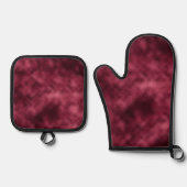 深いブルゴーニュレッドクリスマス 鍋つかみ&鍋敷きセット (正面)