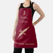 深いブルゴーニュ淡い色のー転が金ゴールドのピンとハーブ エプロン (インサイチュ)