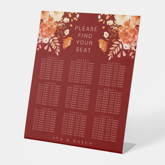 深いブルゴーニュ結婚ーフローラ席 台座サイン (正面)