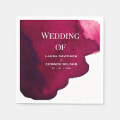 深いブルゴーニュ赤水色抽象芸術インクワインレッド スタンダードカクテルナプキン (正面)