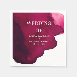 深いブルゴーニュ赤水色抽象芸術インクワインレッド スタンダードカクテルナプキン