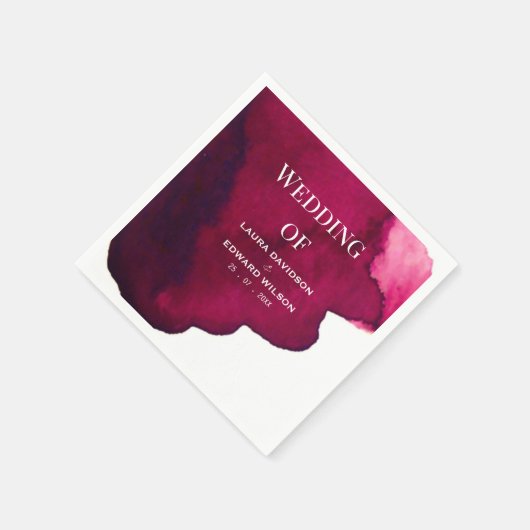 深いブルゴーニュ赤水色抽象芸術インクワインレッド スタンダードカクテルナプキン (角)