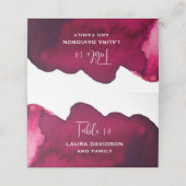 深いブルゴーニュ赤水色抽象芸術インクワインレッド プレイスカード (外部開封)