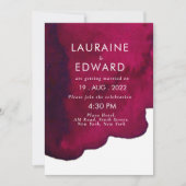 深いブルゴーニュ赤水色抽象芸術インクワインレッド 招待状 (正面)