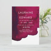深いブルゴーニュ赤水色抽象芸術インクワインレッド 招待状 (スタンド正面)