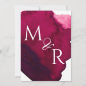 深いブルゴーニュ赤水色抽象芸術インクワインレッド 招待状 (裏面)