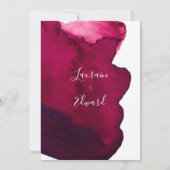 深いブルゴーニュ赤水色抽象芸術インクワインレッド 招待状 (裏面)