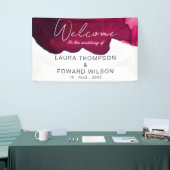 深いブルゴーニュ赤水色抽象芸術インクワインレッド 横断幕 (トレードショー)