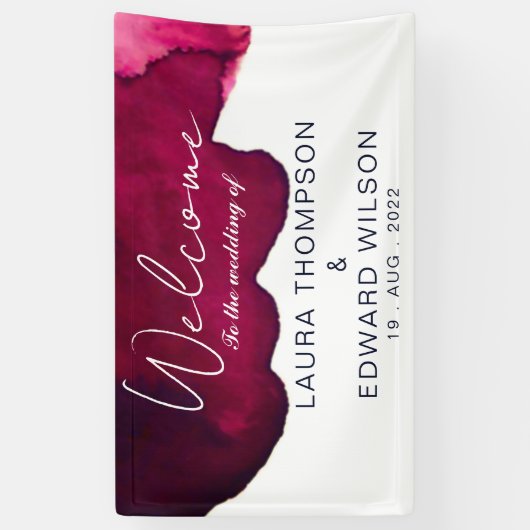 深いブルゴーニュ赤水色抽象芸術インクワインレッド 横断幕 (縦)