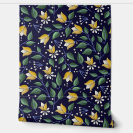 深いブルーとイエローフローラ 壁紙