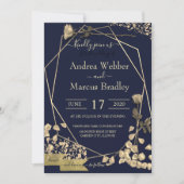 深いブルーとシャンパン 招待状 (正面)