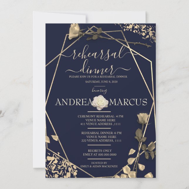 深いブルーとシャンパ結婚ンのリハーサルディナー (正面)